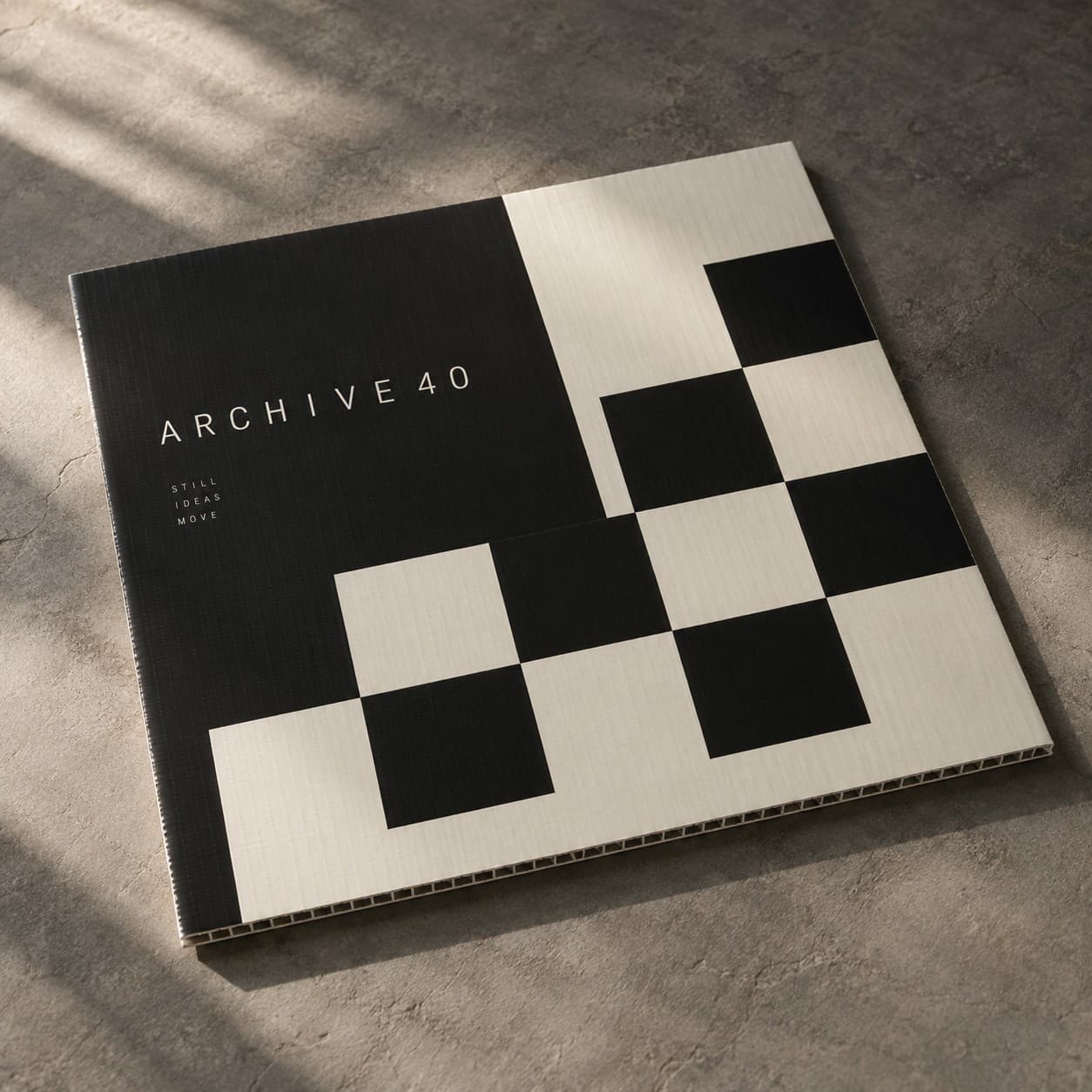 Correx Signs — black and ivory high contrast chess geometry
