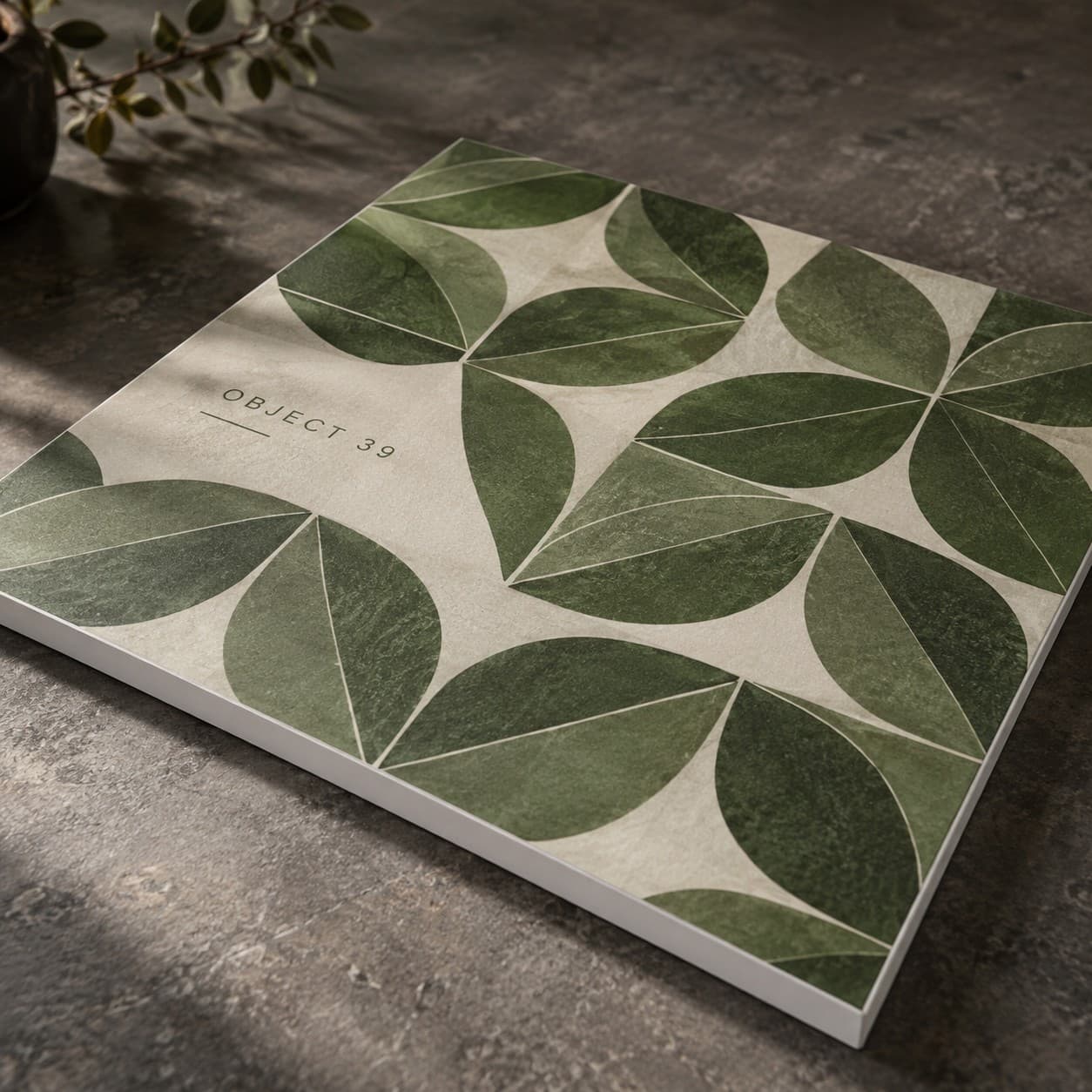 Foam PVC Signs — moss green tessellated leaf pattern