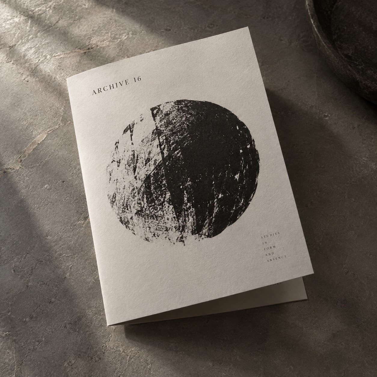 Folded Leaflets — black abstract circular monoprint