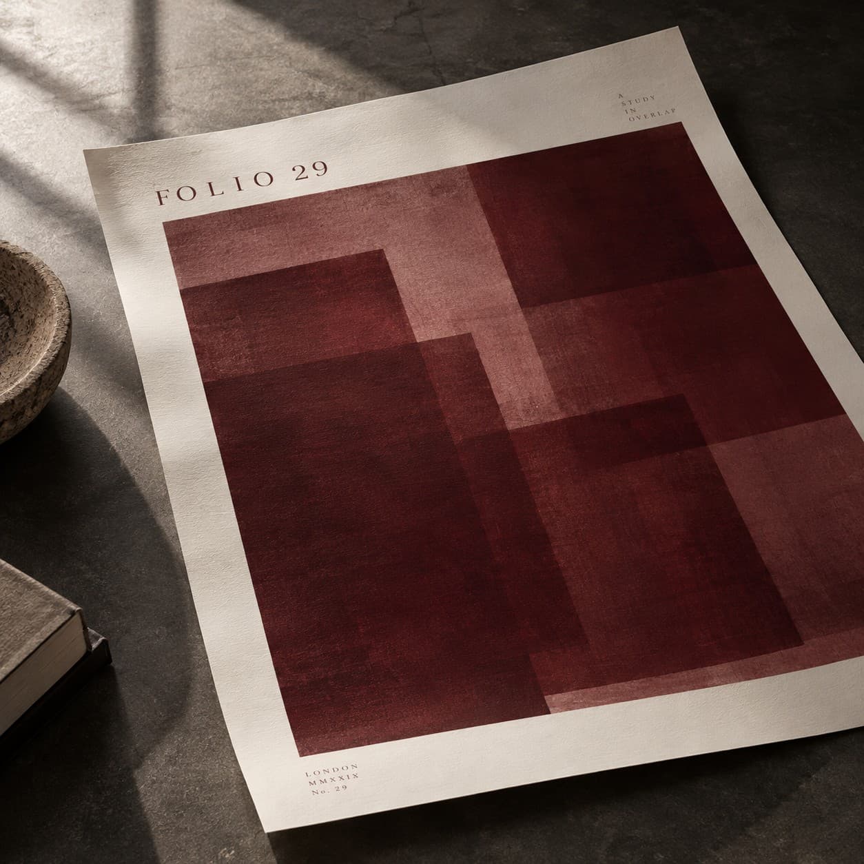 Posters — wine red abstract overlapping rectangles