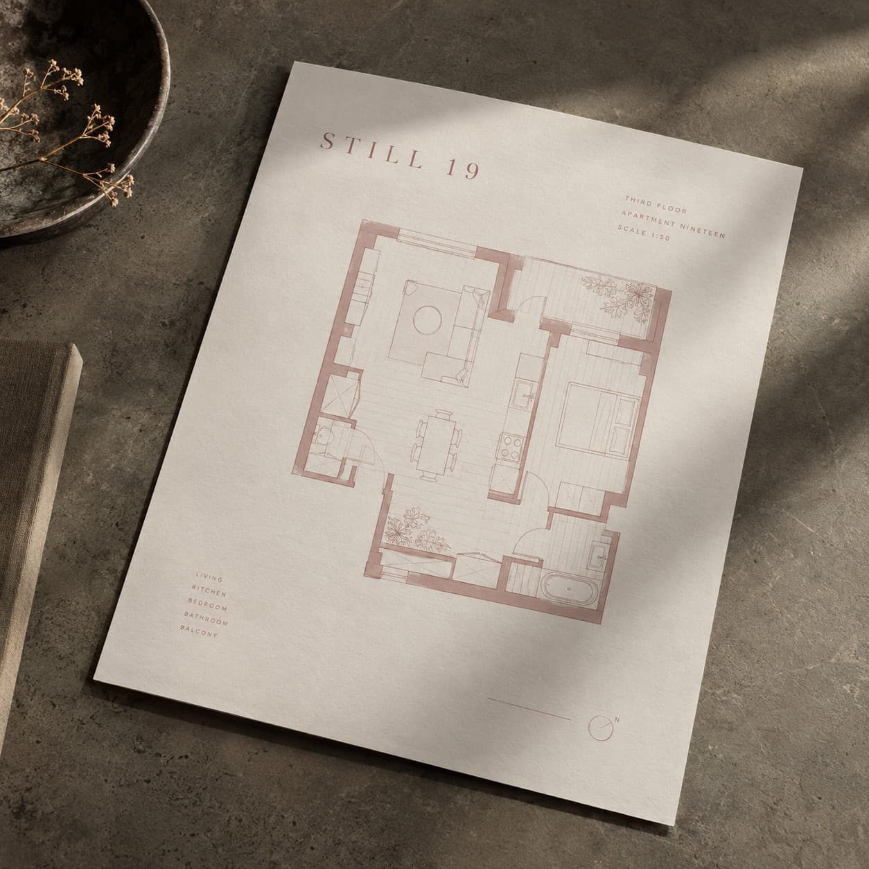 Letterheads — dusty rose architectural floor plan