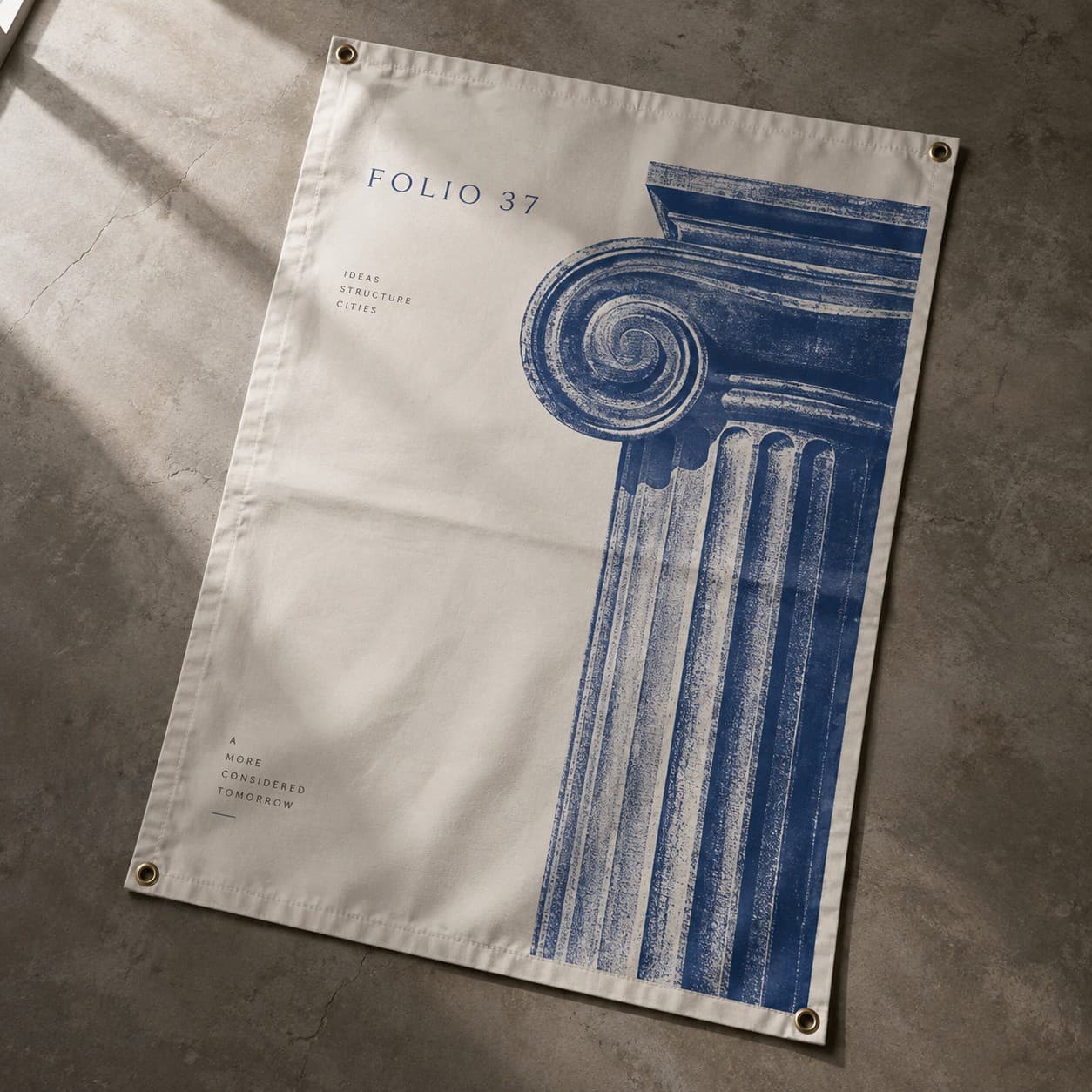 Outdoor Banners — royal blue modernist column drawing