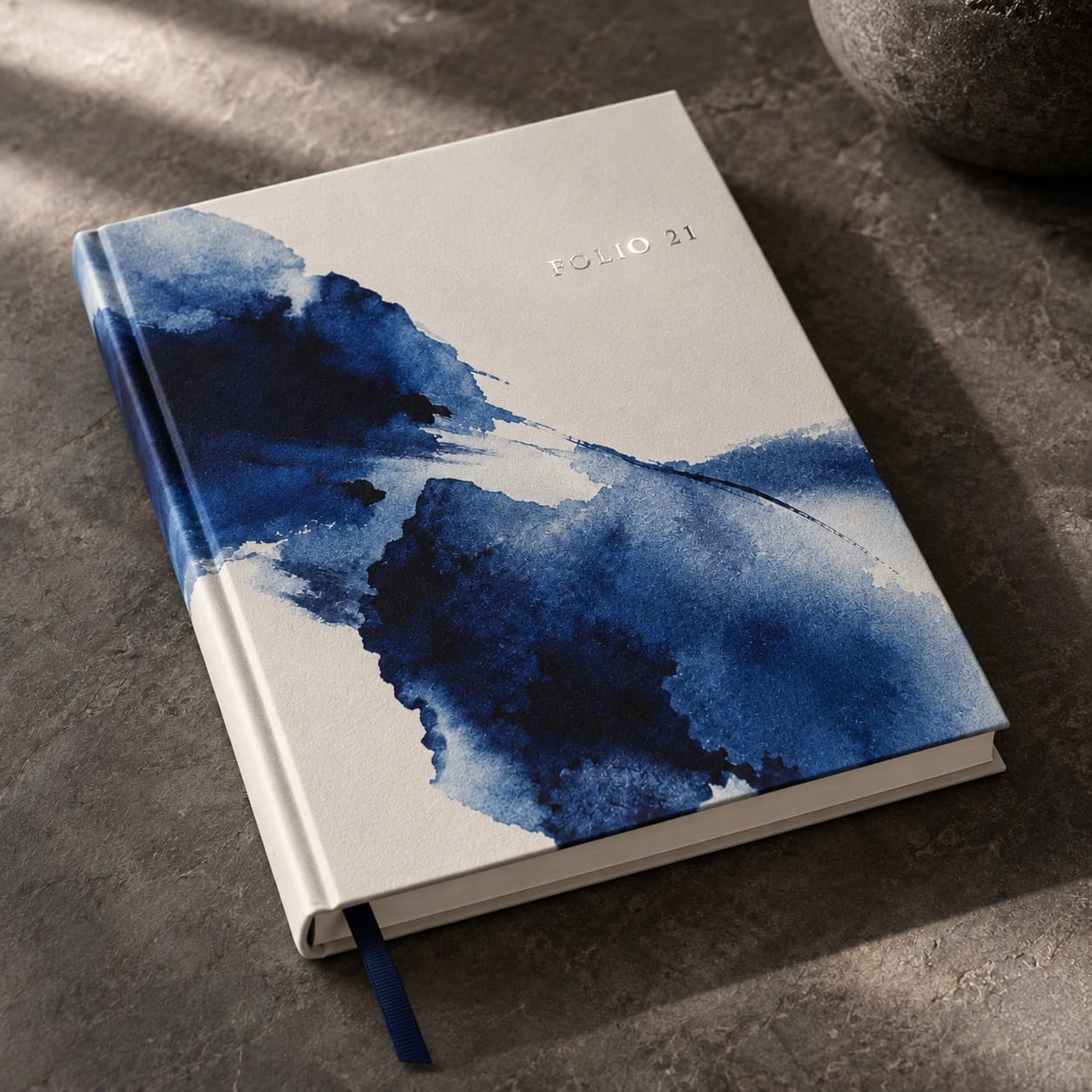 Foil-Stamped Notebooks — ultramarine expressive ink wash