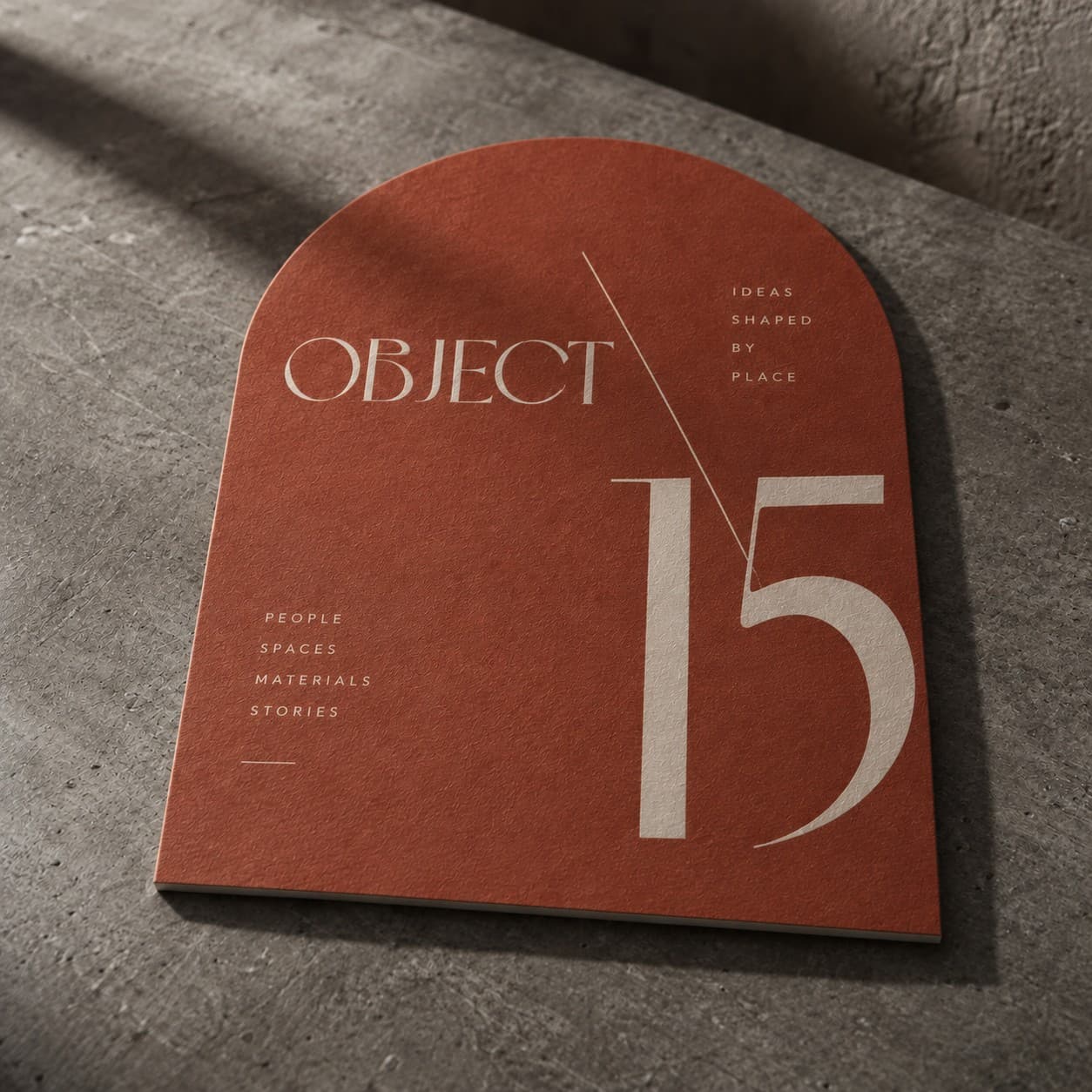 Die-Cut Flyers — brick red asymmetric editorial typography