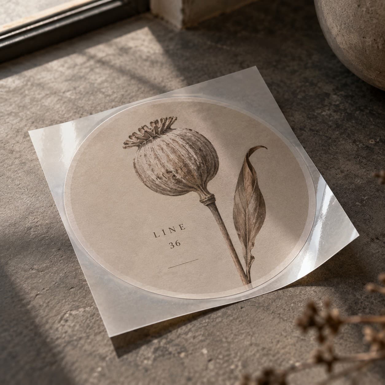 Window Stickers — taupe minimalist botanical seed pod